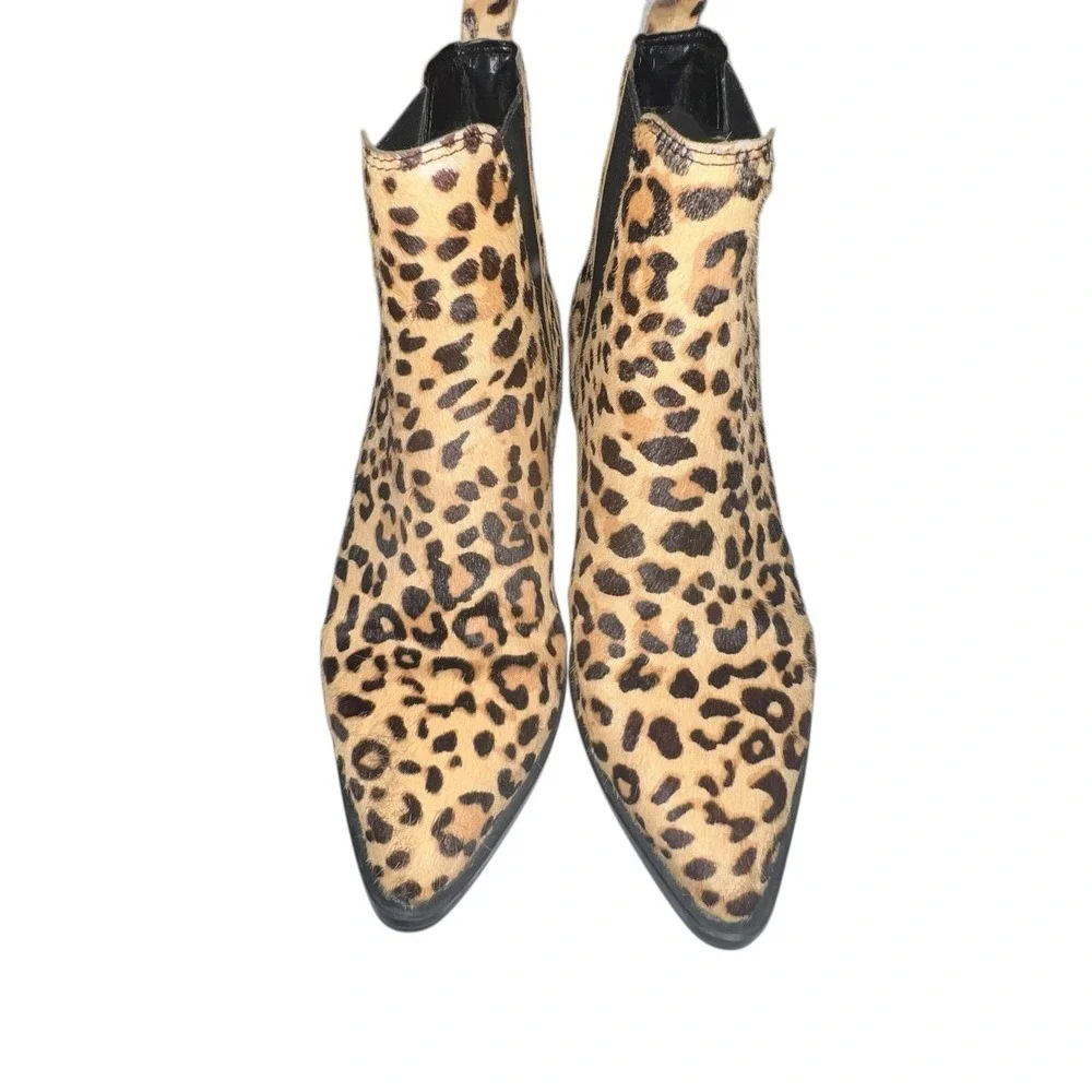 Steve Madden Womens Ankle Boots 7.5 Leopard Print Jerry Calf Hair Pull On Boots - Picture 2 of 10